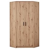 Marmex Grant G8 - Eckschrank 91 x 195 cm, Eckgarderobe mit Kleiderstange und Einlegeböden, geräumige Eckgarderobe für das Kinderzimmer, für das Jugendzimmer, Eckkleiderschrank (Riviera Eiche)