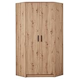 Marmex Grant G8 - Eckschrank 91 x 195 cm, Eckgarderobe mit Kleiderstange und Einlegeböden, geräumige Eckgarderobe für das Kinderzimmer, für das Jugendzimmer, Eckkleiderschrank (Riviera Eiche)