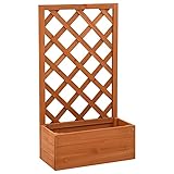 Deufre Blumenkasten mit Rankgitter Pflanzkasten mit Spalier Rankhilfe Pflanzgitter Holz Blumenkübel Pflanzkübel Garten Terrasse Balkon Massives Tannenholz 50x25x90 cm