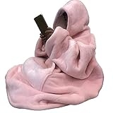 C hello cloud Oversized Hoodie Decke, Wearable Blanket Sweatshirt, Ultra Soft Sherpa Fleece Bequemer Kuschel Hoodie, Gaint Fluffy Jumper Reversible, Einheitsgröße für alle Frauen Männer (Rosa)