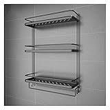 HASMI Badezimmer-Regal, Badezimmer-Regal, Wandmontage, Aufbewahrung, Shampoo-Regal, drei Ebenen, Korb, Badezimmerprodukte, Luxus-Kosmetik-Aufbewahrung, Badezimmerregal, schwarz, schwebende Regale