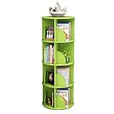 WHDNIOSS Bücherregale Wohnzimmer Runder Couchtisch 360 ° drehbares Bücherregal Eckbibliothek auf dem Tisch Mehrschichtiges Bodenregal (Color : Green, Size : 4 Layers (40 * 128cm))