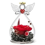 Geburtstagsgeschenk für Mama Oma, Ewige Rose Engel Glaskuppel, Handgefertigte Ewige Blume Engelsfigur Geschenke für Frauen Mutter, Rosen Geschenke zum Muttertag, Valentinstag für Sie Mama Oma