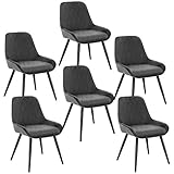 ELIGHTRY 6 Stücke Esszimmerstühle,Retro Küchenstuhl Wohnzimmerstuhl Sitzfläche aus Samt Retrostuhl mit Metallbeine Besucherstuhl Stuhl für Esszimmer Wohnzimmer Küche Dunkelgrau