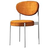 SAFWEL Sessel Esszimmerstühle Bequeme Rückenlehne Home Dining Hocker Weiches Flanell Büro Verhandlungsstuhl Eisen Design 150 kg (Color : Orange)