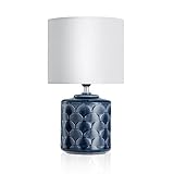 Pauleen 48022 Glowing Midnight Tischleuchte max. 20W Tischlampe für E14 Lampen Nachttischlampe Blau Weiß 230V Keramik/Stoff ohne Leuchtmittel