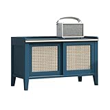 Aufbewahrungsbank Bettbank Rattan-Schuhhocker im japanischen Stil, Massivholzmöbel, kann sitzen, blau, modern, minimalistisch, Aufbewahrungshocker, Schuhschrank Eingangsbereich Schuhregal ( Color : A