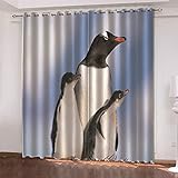 GOKSEL Vorhänge Blickdicht 2 Stück x 117 B x 138cm H Tiere&Schwarzweiße Pinguine Verdunklungsgardine mit Ösen für Wohnzimmer Schlafzimmer Kinderzimmer, Wärmeschutz & Geräuschreduzierung für Zimmer