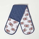 HOMESCAPES Doppel-Ofenhandschuh Union Jack 18x85 cm, doppelter Ofenhandschuh Baumwolle blau-weiß-rot