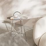 SORVA Acryl-Metall-Beistelltisch, runde Sofa-Beistelltische, transparenter Kleiner Couchtisch, kreativer Glas-Nachttisch, Einfachheits-Snacktisch, für Wohnzimmer-Schlafzimmer-Büro (Größe: 50X70CM,