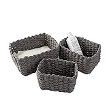 Aufbewahrungskorb, 3er Set aus Korb Geflochten Aufbewahrungskörbe, Aufbewahrungsboxen für Accessoires Schminke, Badezimmer Organizer, Wickeltisch Organizer, Kleiner Korb bathroom storage(Grau)