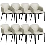 AMENAS Küche und Esszimmer Stühle Küchensessel Set Mit 8 Stück Esszimmerstühle Aus Mattem Leder Metall Eisenbeine Theken Lounge Freizeitstuhl (Color : White)