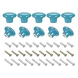 sourcing map Keramik-Schubladenknöpfe, 10 Stück, Vintage-Kommoden, pilzförmig, 2,8 x 3,8 cm, für Kommoden, Türgriffe, Schrank, Kleiderschrank, Schublade (blau)