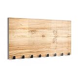 DEQORI Wandgarderobe Glas & Metall | Motiv Holzstruktur detailliert | 60x30 cm | Design Haken-Leiste modern | Garderoben-Paneel für Flur, Wohnzimmer & Schlafzimmer | magnetisch & beschreibbar