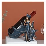 TONPOP Weinregal, Muschelmädchen-Figuren, Weinregal, Einrichtung, Kunstharz, Schönheitsrock, Weinhalter, Bücherregal, Display, Ornament, Geschenke (Farbe: C) (D)