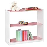 IDIMEX Standregal mit 3 Böden, praktisches Bücherregal aus massiver Kiefer in weiß/rosa, Schlichtes Regal aus Massivholz für das Kinderzimmer