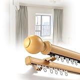 2-läufige Vorhangschiene Wandmontage 1m~5m Gardinenschiene Aus Aluminium Vorhangstange Doppelläufig Mit Zubehör Für Wohnmobil Zimmer Trennwand Schiebevorhang (Color : Imitation wood color, Size : 5m