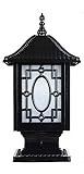 Traditionelle kontinentale Glas-Tischlampe für den Außenbereich, moderne Industrie, schwarz, E27, Dekoration, Säulenlaterne, Straßenlaterne, Aluminium, Terrasse, Garten, Villa, Tür, Säulentisch (43 c