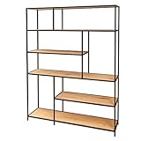 riess-ambiente.de Industrial Bücherregal Slim LINE 185x135cm Wildeiche schwarz sechs Regalböden Standregal Wohnzimmerregal Regal