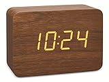 TFA Dostmann 60.2549 Design Funk-Wecker in Holz-Optik Clocco (braun/orange mit Batterien)