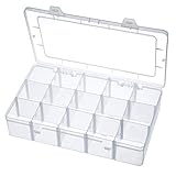 Aufbewahrungsbox 15 Raster Kunststoff Verstellbare Schmuck Organizer Box Container Aufbewahrungskoffer Sortierbox mit Abnehmbaren für Trennwänden Spulen Perlen Beautyzubehör Nagellack (15 Fächer)
