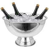 Koopman Champagnerkühler Edelstahl mit Hammerschlag Sektschale Sektkühler Champagnerschale Edelstahlschale Weinkühler Flaschenkühler Getränkekühler Champagner Kühler, Silber, ØxH: 40 x 25 cm