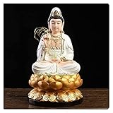 BinOxy Sculpture/Statue Deko Glückliche Buddha-Statue-Ornamente Guan Yin Bodhisattva Home Office Hotel Schutz Gute Prosperity Feng Shui Statue 30cm Skulpturen Deko