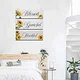 ECUNGWUA Schwarzer Spiegel Wanddekoration, Wandbehang, Heimdekoration, Holzschild, Holzanhänger, Sonnenblume, Länder, Bauernhäuser, Schild zum Aufhängen Rundspiegel Holz（A
