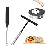 Crepes Verteiler, CJBIN Edelstahl Teigverteiler für Crepes, Teigverteiler, Spülmaschinengeeignet Teigverteiler Crepes, Crepe Zubehör für Zuhause Küche Backen Kochen Backwerkzeuge - Schwarz