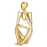 Tissting Deko Skulptur Kunstharz Sammelfiguren Einfache Linie Design Abstrakte Kunst Skulptur DIY Dekor Handgemachte Statue Ornamente für Büro Wohnzimmer Schreibtisch Zimmer Dekoration (Golden)