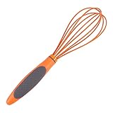 Cabilock Handmixer Küche 10 Zoll Hand Eiermischer Silikon Ballon Schneebesen Creme Aufschäumer Küchenutensilien zum Mischen Rühren (Orange) Stabmixer