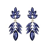 Dochais Statement Ohrringe, Strass Ohrringe Baumelnd, Ohrringe Damen, Glas Stein Ohrringe, Große Ohrringe Für Frauen, Modeschmuck Ohrringe, Glitzer Ohrringe, Damen Tropfen Ohrringe (Dunkelblau)