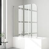 Boromal 120x140 cm Duschwand für Badewanne 3 teilig faltbar 6mm NANO Sicherheitsglas (ESG) Faltwand Badewannenaufsatz Badewannenfaltwand Duschabtrennung für Badewanne