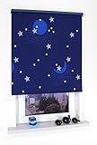 Liedeco® Rollo, Fenster Rollo, Kettenzug-Rollo / 142 x 180 cm (Breite x Höhe), Sternenhimmel / Stoff mit Dekor, Verdunkelnd, Abdunkelnd, Blickdicht / Breiten 60-200 cm / Variable Montage möglich