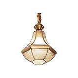 LSHTAR Kronleuchter-Pendelleuchte, Kupfer-Einzelkopf-Glas-Kronleuchter im amerikanischen Landhausstil, Esszimmerlampe, Balkon-Gangbeleuchtung