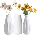 Arawat 3er Vase Keramik Weiß Vasen Set 12cm Kleine Vasen für Tischdeko Mini Porzellan Vase Deko Wohnzimmer Modern Vintage Klein Aesthetic Vasen Dreier Set Keramikvasen Tulpenvase für Blumen Pampasgras