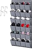 homyfort Organizer über der Tür für Schuhe, schuh regal Ordnungssysteme Schuhaufbewahrung, hängender Schuh-Halter, mit 24 Taschen, 156x56cm, Grau Leinen, X3G12GP2