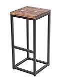 Loftie® Barhocker für Hausbar, Barstuhl, Küchenstuhl, Bistrohocker, Tresenhocker mit Fußstütze, Stuhl, Keine Montage erforderlich, Industrie-Design (Quadrat-Form 75 cm Höhe, Dunkelbraun)