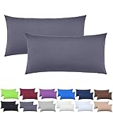NatureMark 2er Pack Jersey Kissenbezug Kissenhülle Kissenbezüge Seitenschläferkissen Nackenkissen viele Größen und Farben ÖKO-TEX (40 x 60 cm (Nackenkissen geeignet), Anthrazit grau)