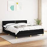 INLIFE Boxspringbett mit Matratze Schwarz 160x200 cm Stoff,69.89kg,3130203