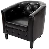Mendler Sessel Newport T810, Loungesessel Clubsessel Chesterfield, Kunstleder - schwarz