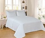 H HANSEL HOME Tagesdecke 100% Mikrofaser 230x260cm Extra weiche mit 2 Kissenbezügen, Bettüberwurf für Doppelbett 120/130, Frühlings- und Sommerdecke, Steppdecke, überdecke Bett - Weiß