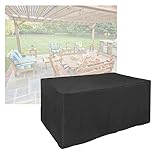 VXHCS Würfel Gartenmöbel Abdeckung Wasserdicht, Winddicht, UV-beständig Oxford Gewebe Schutzhülle für Gartentisch Sitzgruppe Möbelsets, (Color : Black, Size : 170x94x70cm)