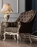 Casa Padrino Luxus Barock Sessel Braun/Cremefarben/Weiß/Gold - Eleganter Wohnzimmer Sessel im Barockstil - Barock Wohnzimmer Möbel