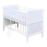 Baby Delux Babybett Kinderbett Juniorbett Natalie 140x70 Weiß umbaubar mit Matratze