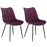 WOLTU® Esszimmerstühle BH142bd-2 2er Set Küchenstuhl Polsterstuhl Wohnzimmerstuhl Sessel mit Rückenlehne, Sitzfläche aus Samt, Metallbeine, Bordeaux