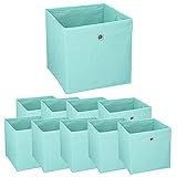 Murago - 10er Set Faltbox ca. 30x30x30 cm Mint/Türkis Würfel Aufbewahrungsbox faltbar Aufbewahrungskörbe Blau Einschub Korb Boxen Box Stoff Regalkorb Klappbox