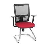 hjh OFFICE 731370 Freischwinger Carlton PRO V Stoff Rot Netzrücken Schwarz Besucherstuhl mit Armlehne