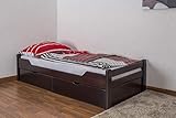 Einzelbett/Funktionsbett 'Easy Premium Line' K1/1n inkl 2 Schubladen und 2 Abdeckblenden, 90 x 200 cm Buche Vollholz massiv Schokobraun