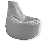 PATCH HOME Patchhome Gamer Kissen Lounge Kissen Sitzsack Sessel Sitzkissen In & Outdoor geeignet fertig befüllt | Grau - Ø 80cm x Höhe 90cm - in 2 Größen und 25 Farben